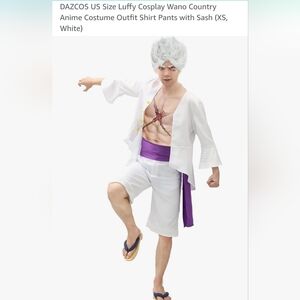 DAZCOS US Size Luffy Cosplay Wano Country Anime Costume Outfit Shirt Pants with